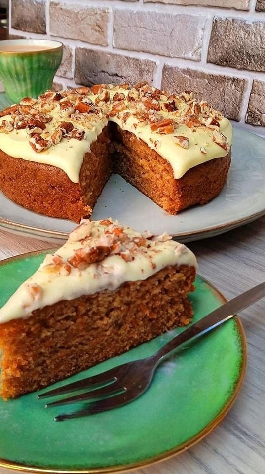 A Moist Carrot Cake With Cream Cheese Frosting