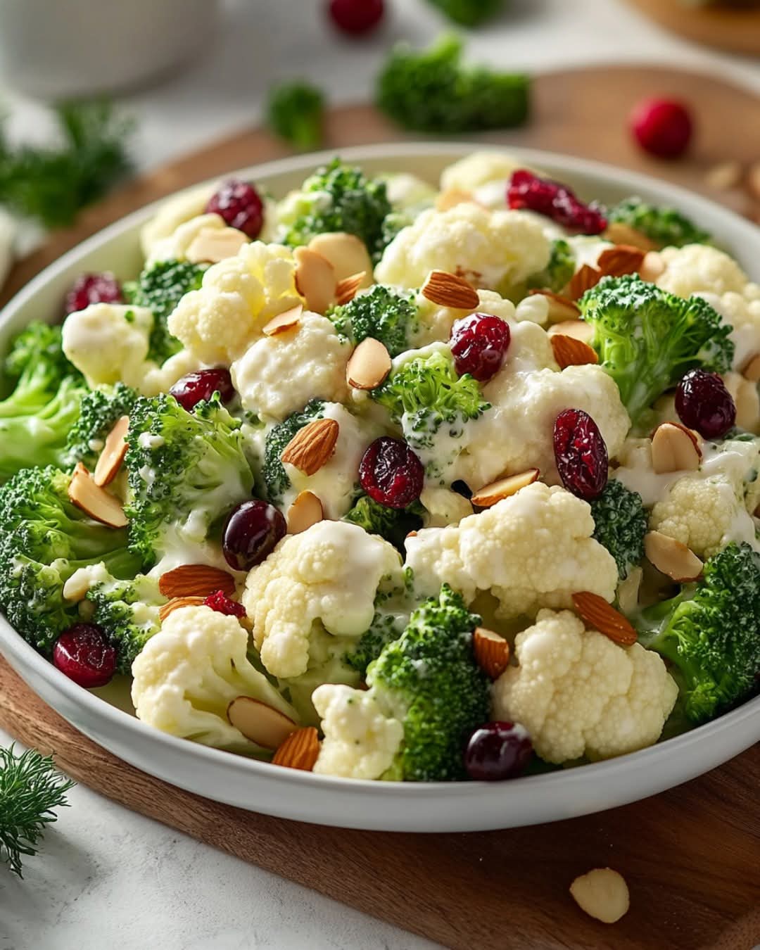 Broccoli and Cauliflower Salad with Creamy Dressing 1