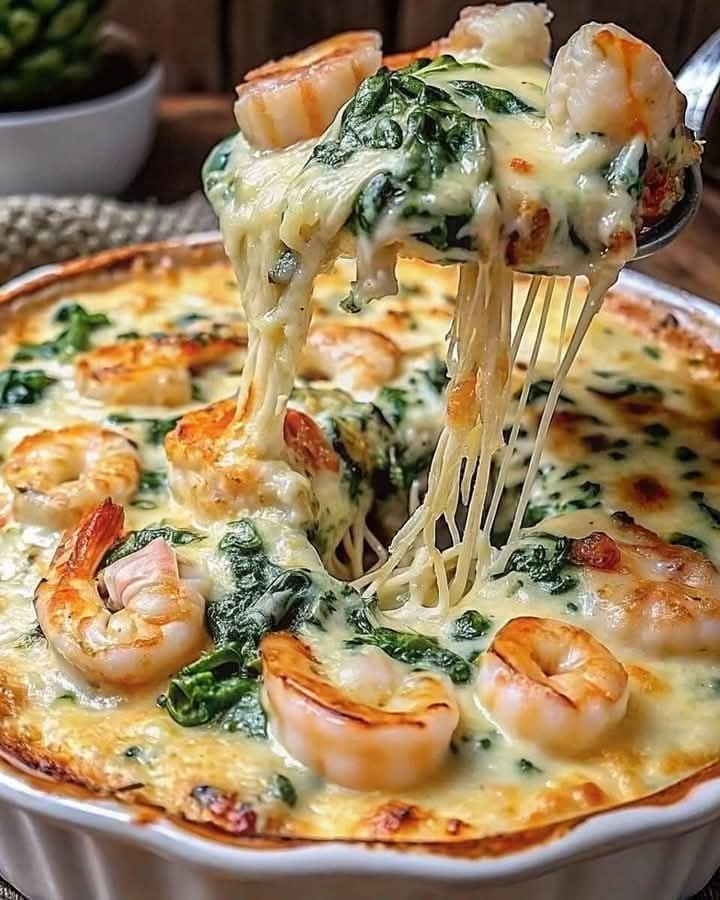 Cheesy Rich And Creamy Shrimp And Crab Spinach Dip