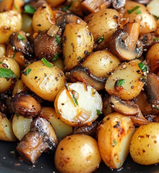 Pan Roasted Garlic Mushroom and Baby Potatoes 1