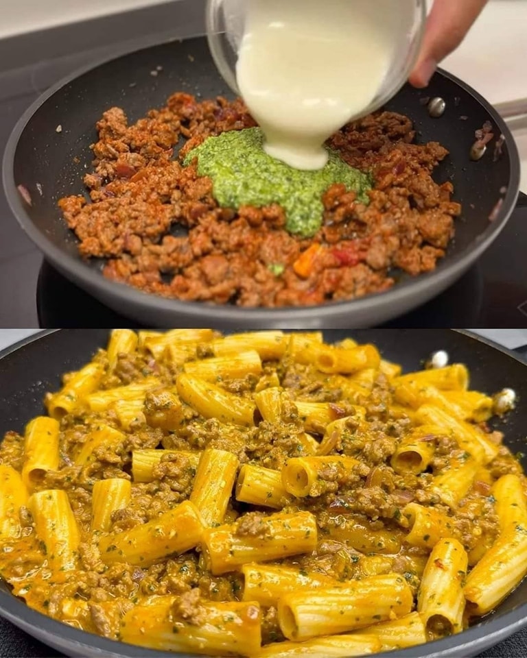 Delicious Pasta with Beef and Basil Pesto 1