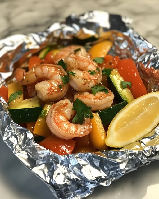 Honey Garlic Shrimp and Veggie Foil Packets 1
