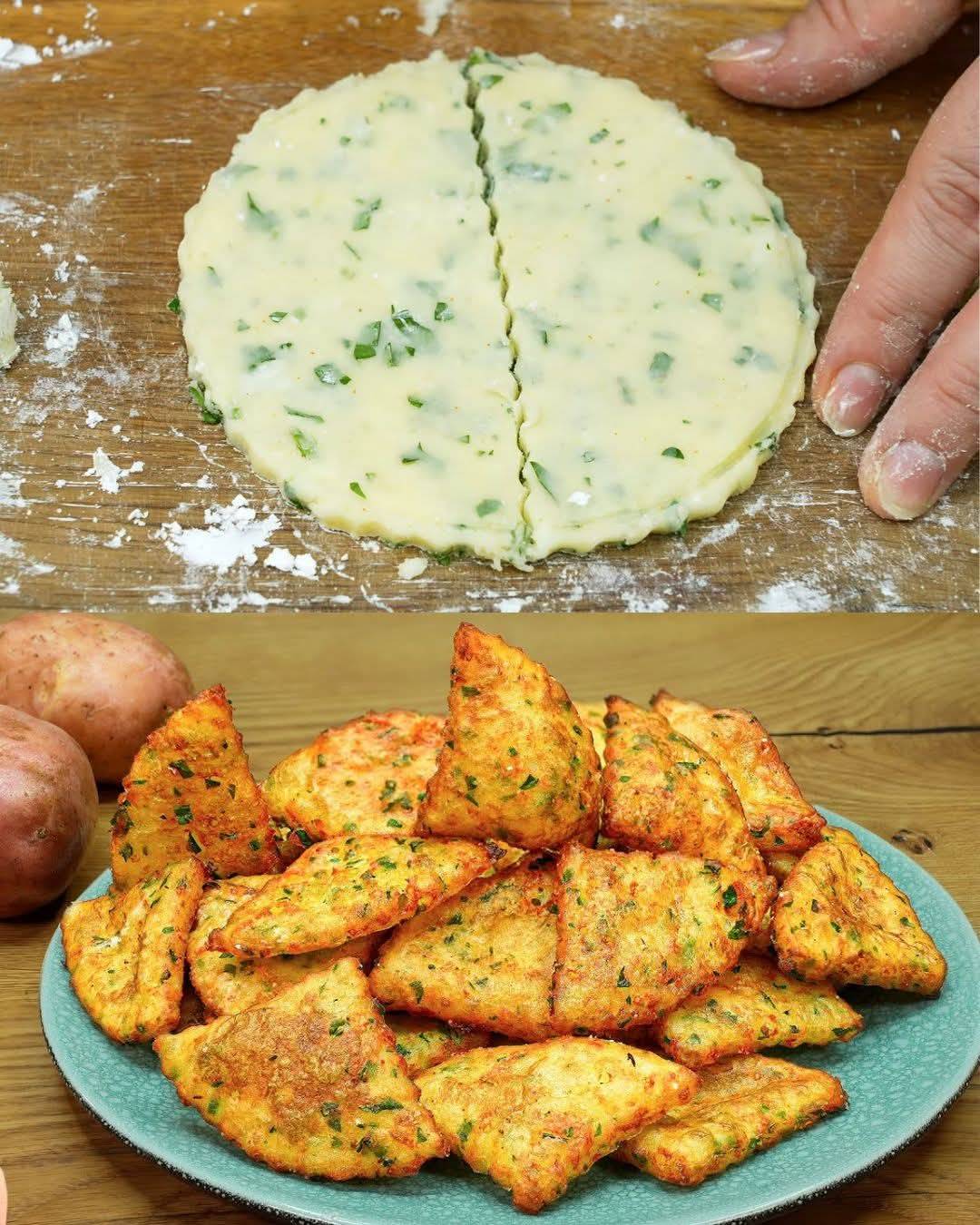 Crispy Potato Triangles with Garlic Yogurt Dip 1