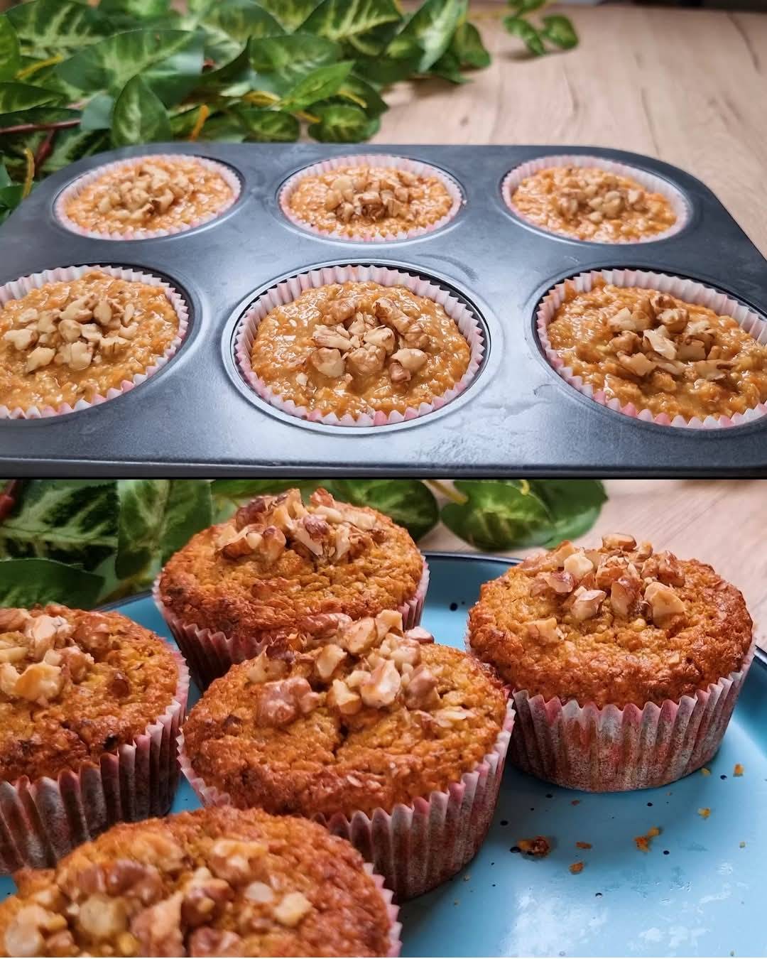 Carrot Oat Muffins with Walnuts
