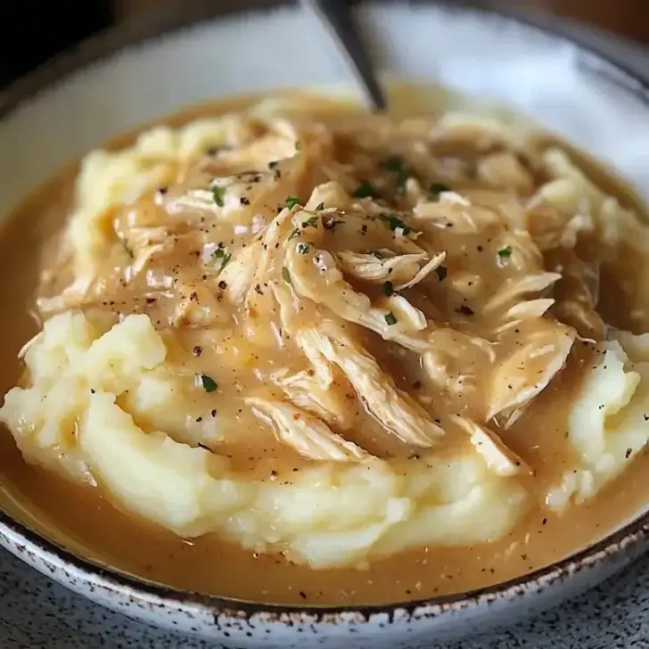Air Fryer Shredded Chicken Gravy on Mashed Potatoes 1