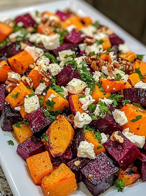 Caramelised Sweet Potato Roasted Beet Salad with Goat cheese  1