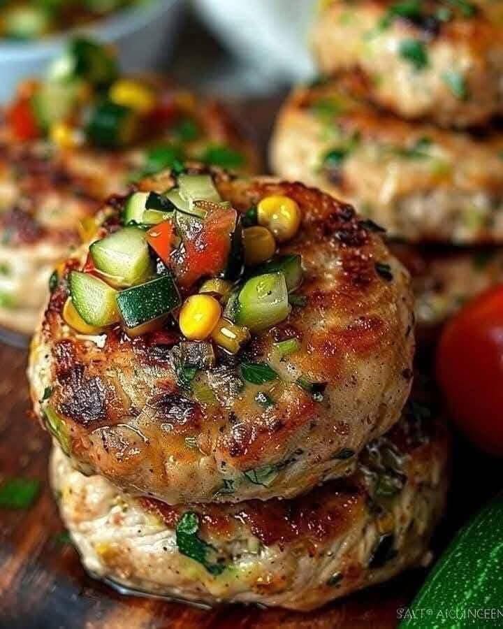 Mediterranean Chicken Burgers with Yogurt Sauce and Fresh Relish 1