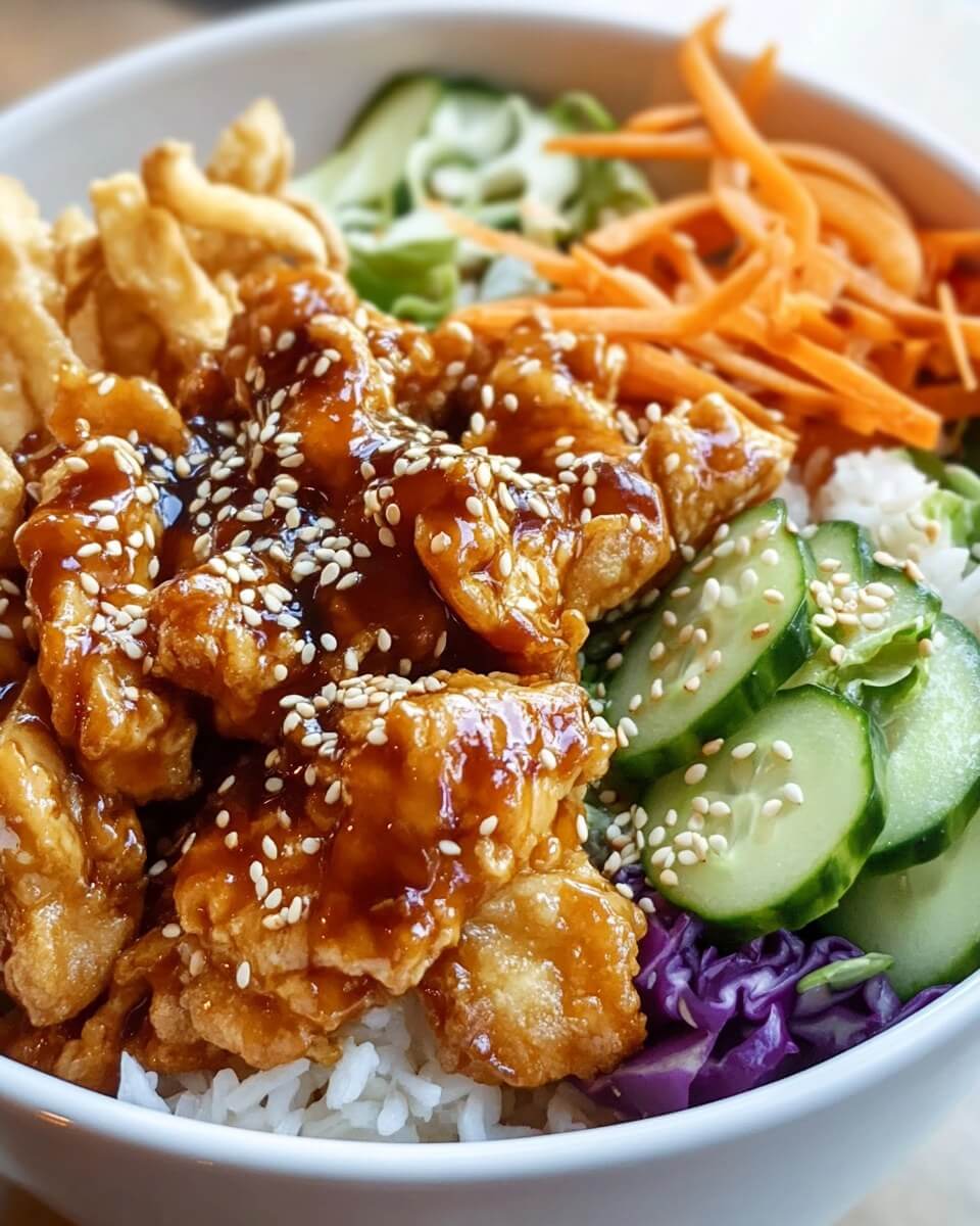 Korean Sesame Chicken & Rice Salad Bowl 1