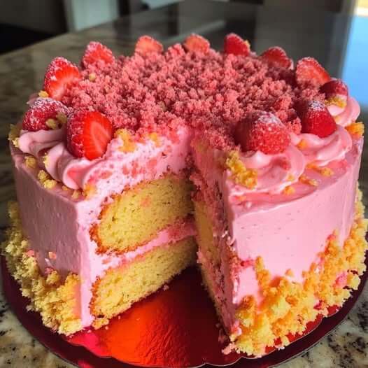 Strawberry Lemon Crunch Cake Recipe 1