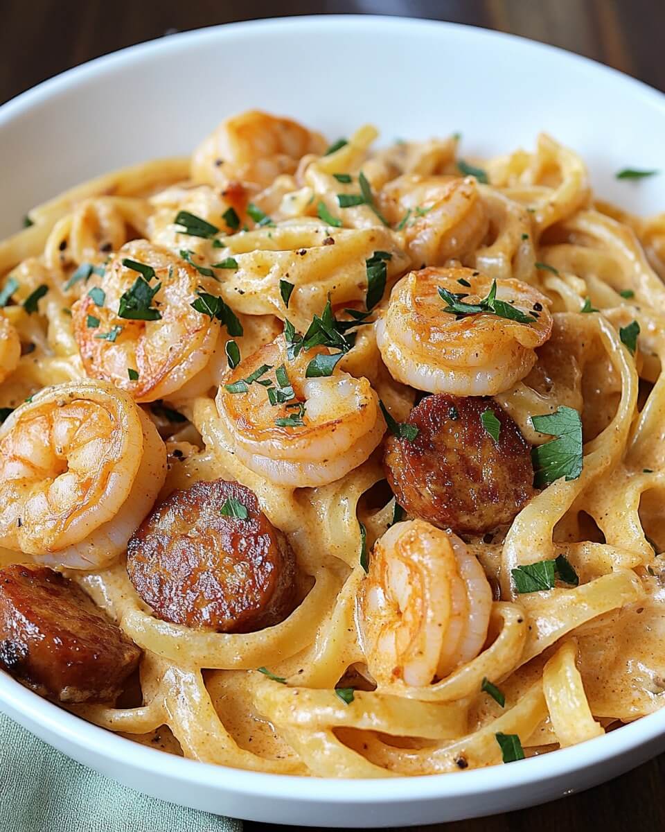 Creamy Cajun Shrimp Pasta with Sausage 1
