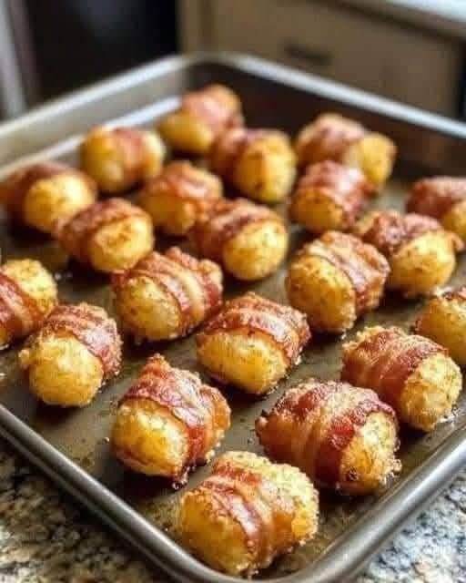Air Fryer Bacon Wrapped Tater Tots 1
