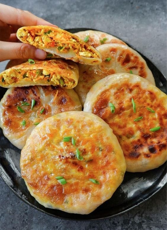 Chinese-Style Savory Stuffed Breakfast Pancakes 1