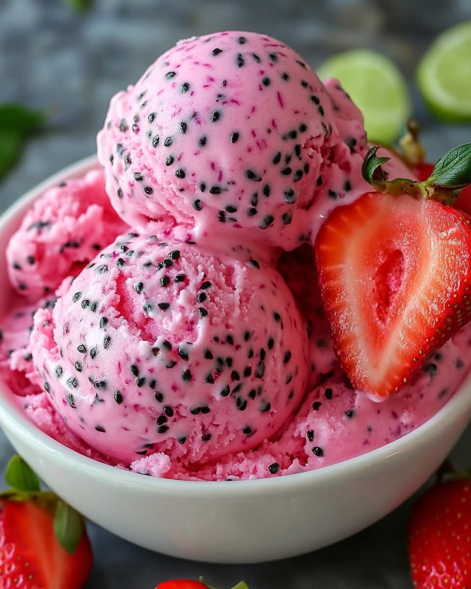 Homemade Dragonfruit Strawberry Ice Cream 1