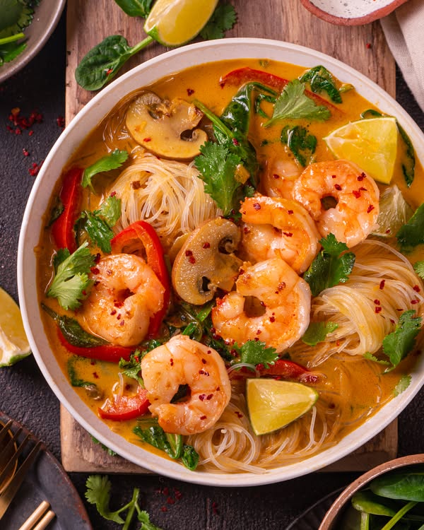 Thai Coconut Shrimp Noodle Soup Recipe 1