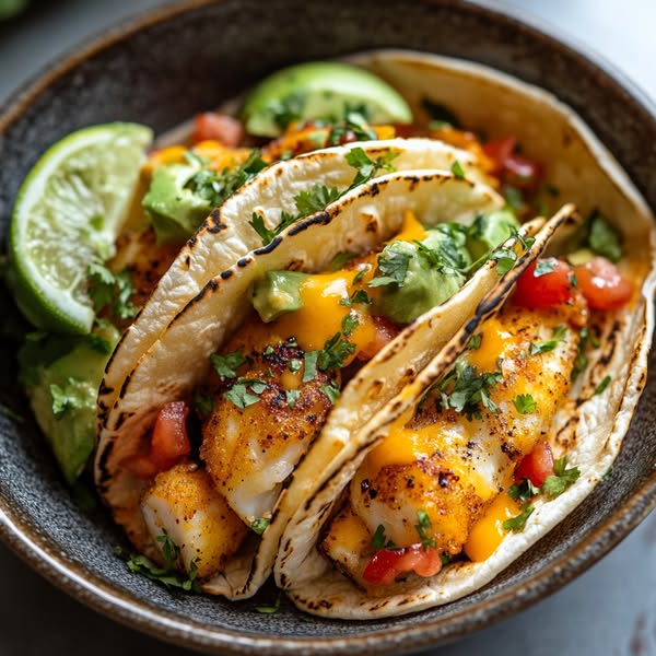 Grilled Fish Tacos with Avocado and Cheese 1