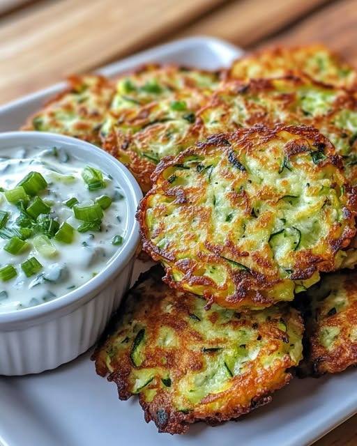 Zucchini & Feta Fritters with Creamy Cucumber Yogurt Dip 1