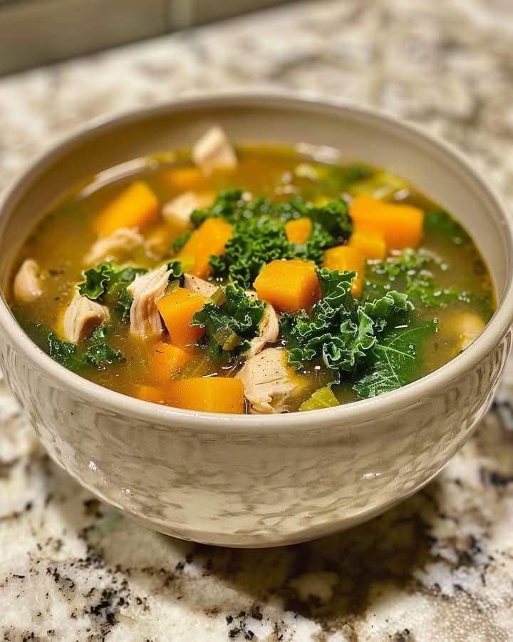 Smoked Chicken Tenderloin, Kale, and Winter Squash Soup 1