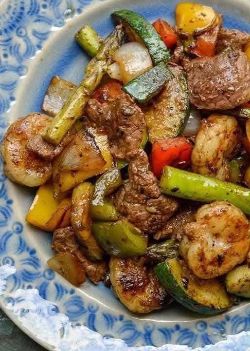 Steak, Shrimp, and Veggie Skillet 1