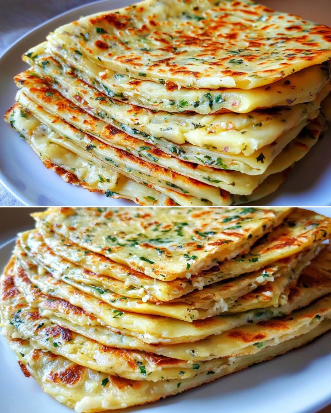 Layered Potato Flatbread with Cheese and Herbs (8-Minute Breakfast) 1