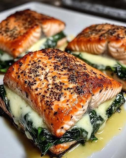 Blackened Salmon Stuffed with Spinach & Parmesan 1