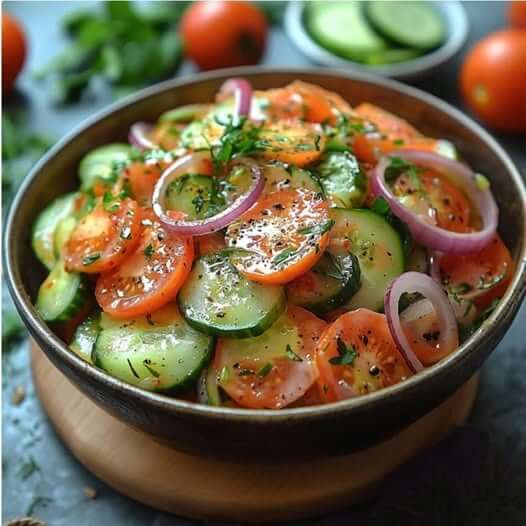 Fresh Tomato and Cucumber Salad with Red Onion and Herbs 🥗 1