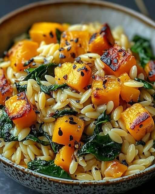 Orzo with Roasted Butternut Squash and Spinach 1