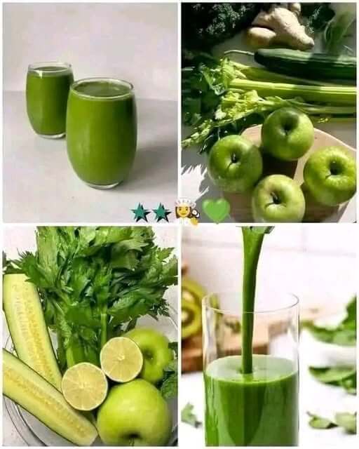 Green Juice with Green Apple, Celery, Cucumber, and Lemon 1