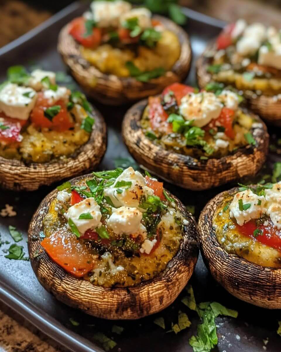 Mediterranean Stuffed Mushrooms with Feta & Roasted Peppers 1