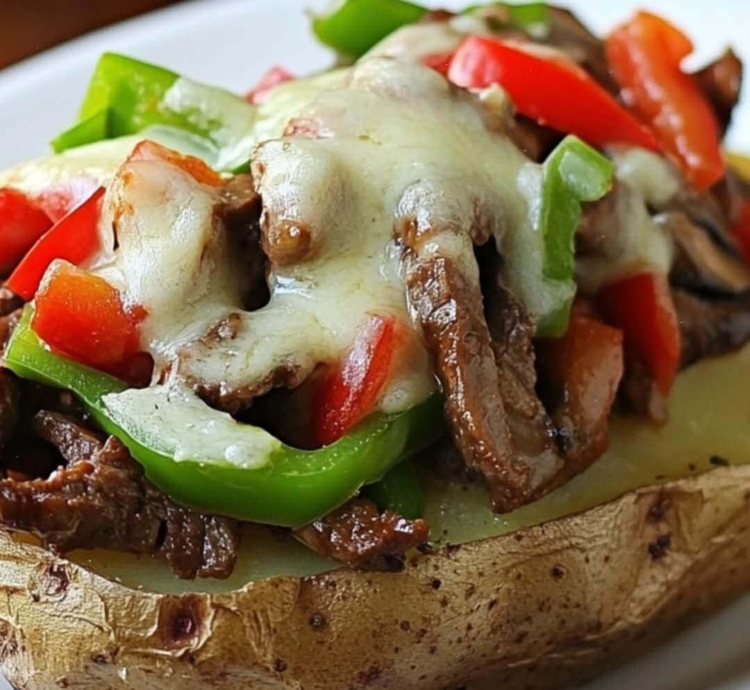 Loaded Philly Cheesesteak Baked Potato 1