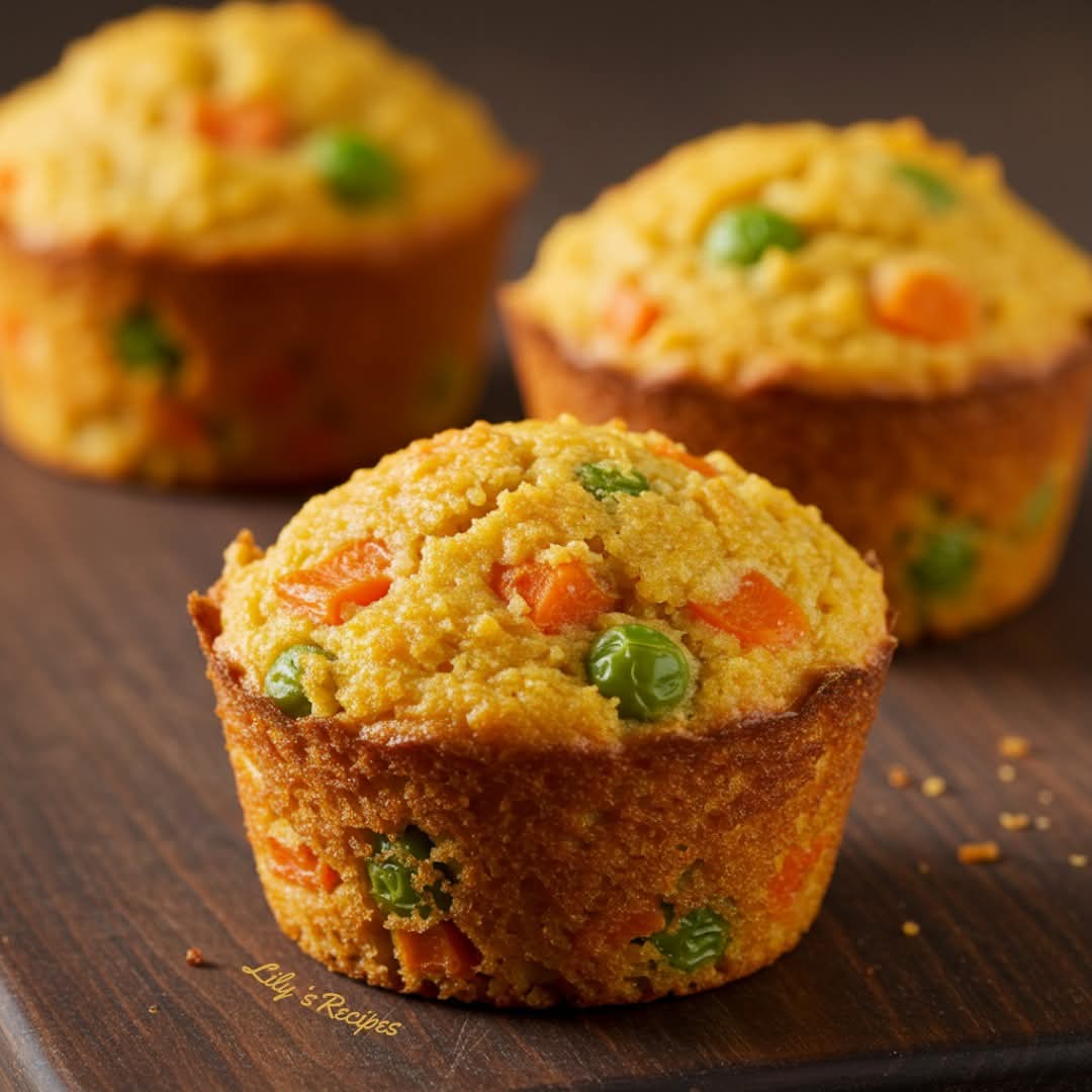 Savory Cornbread Muffin With Peas and Carrots 1