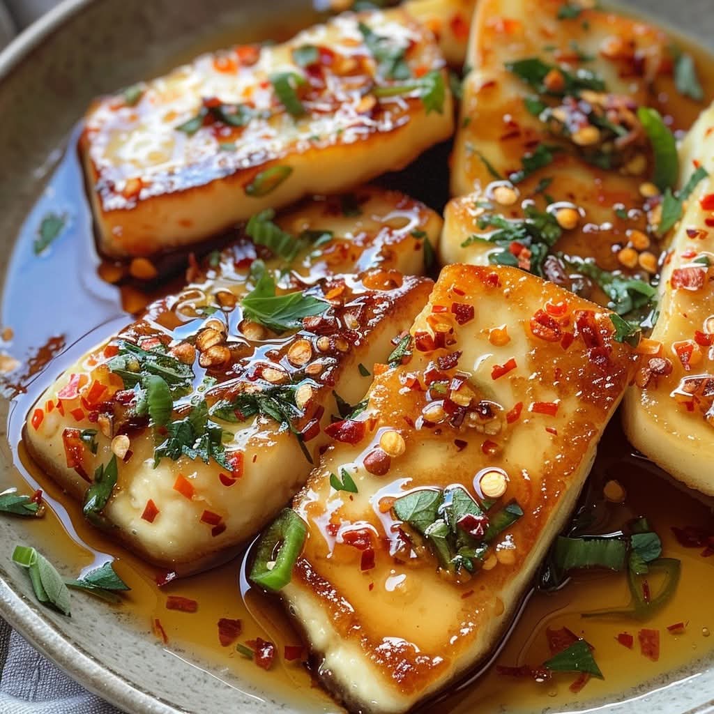 Halloumi With Chili Oil Honey Glaze 1