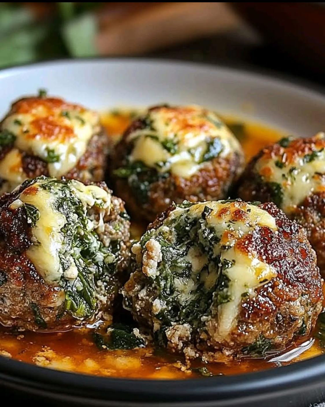 Cheese and Spinach Stuffed Meatballs 1