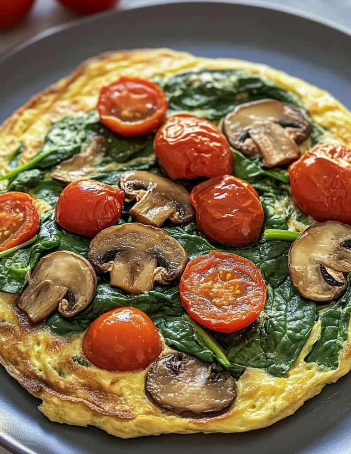 Spinach Mushroom and Tomato Omelette 1