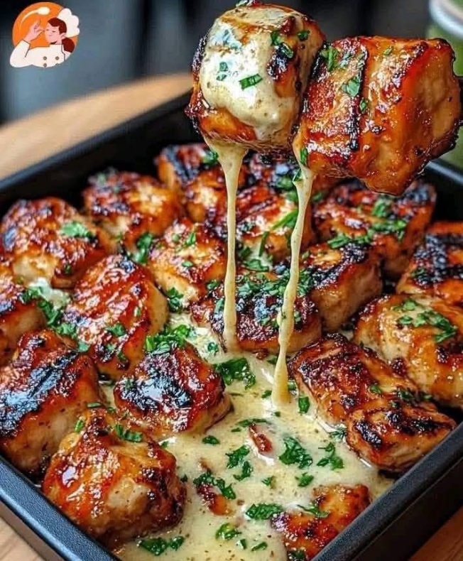 Grilled chicken Bites with creamy garlic sauce 1