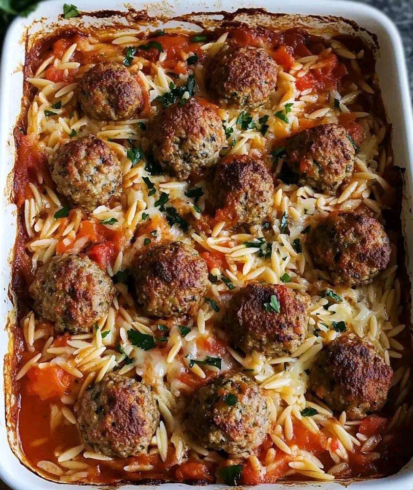 Baked Meatballs with Orzo in Tomato Sauce 1