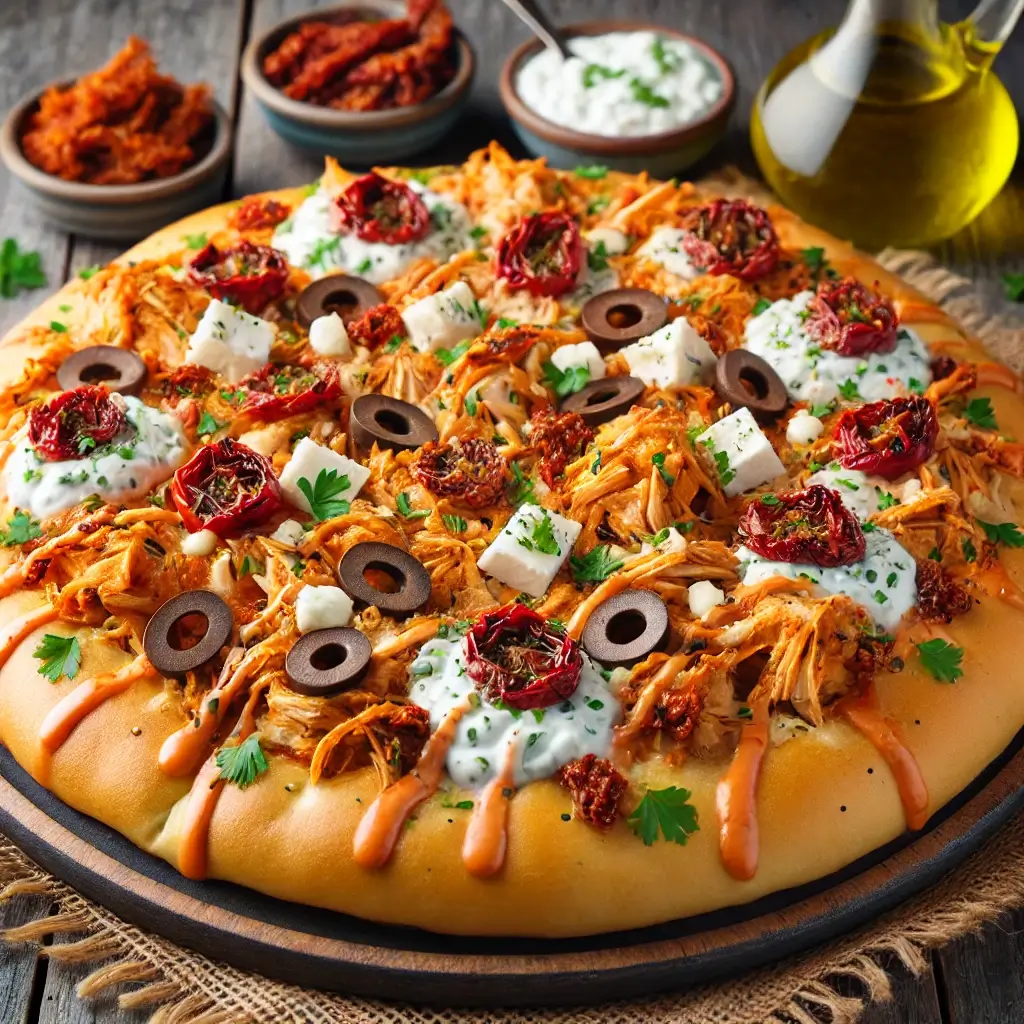 Mediterranean-Inspired Buffalo Chicken Focaccia Bread 1