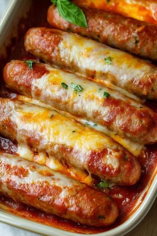 Air Fryer Cheesy Baked Sausages 1