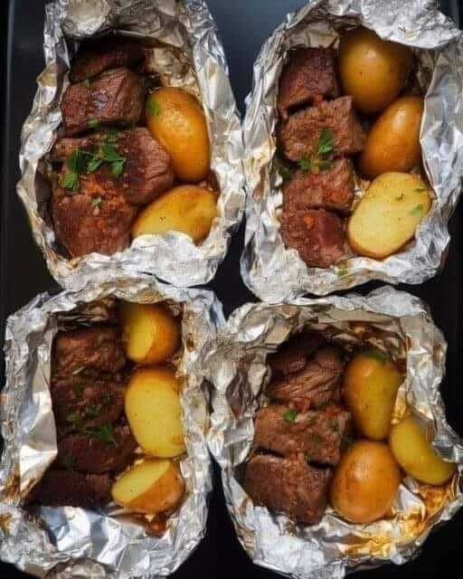Air Fryer Garlic Steak and Potato Foil Packets 1