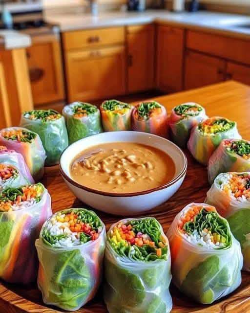 Hearty Veggie Rolls with Peanut Sauce 1