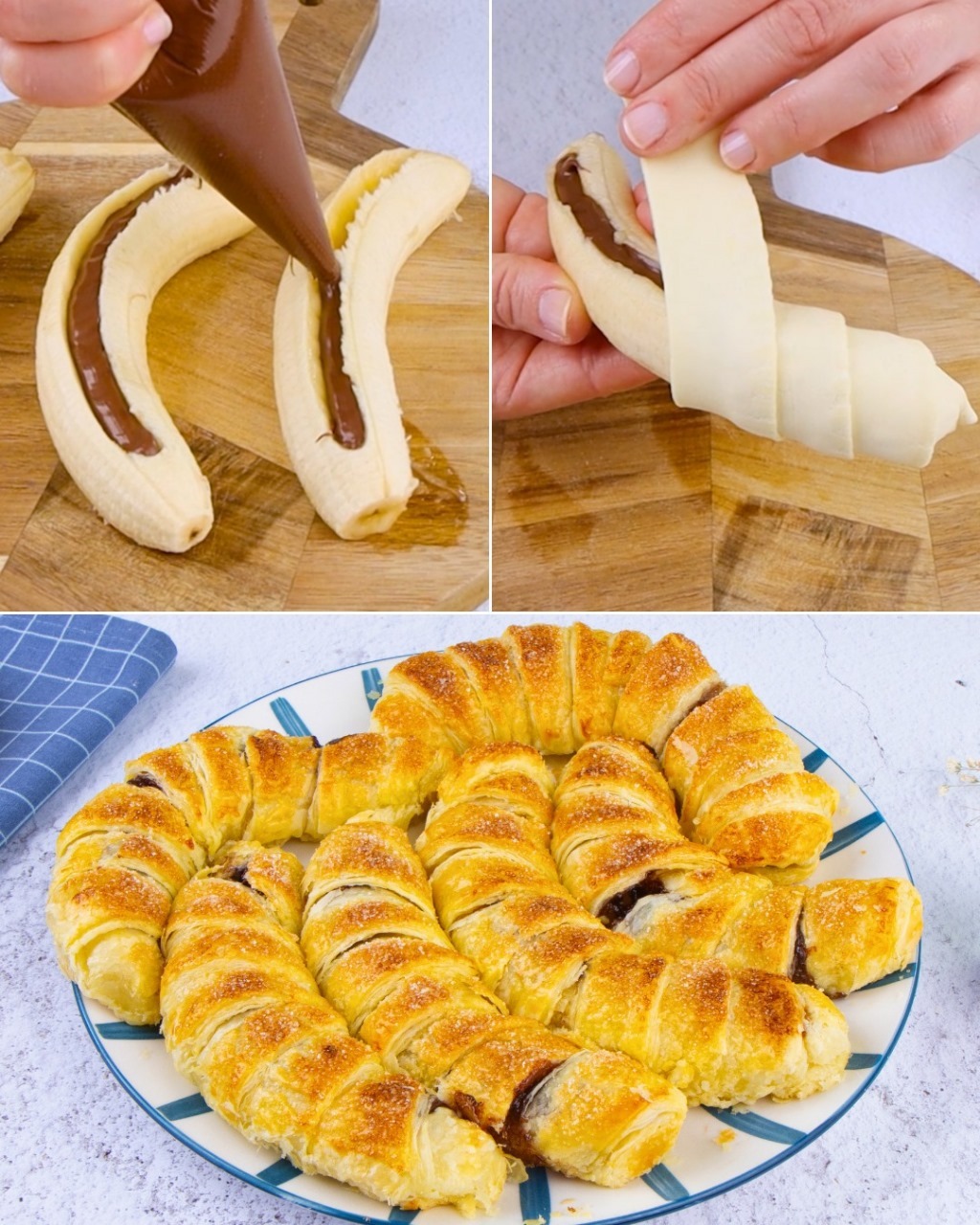 Banana and Hazelnut Chocolate Puff Pastry Rolls Recipe 1