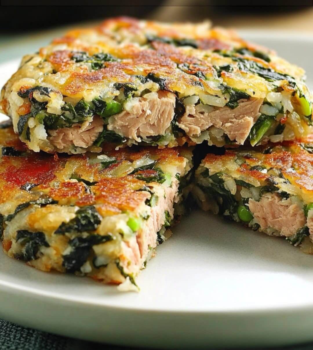Crispy Spinach and Tuna Rice Cake 1