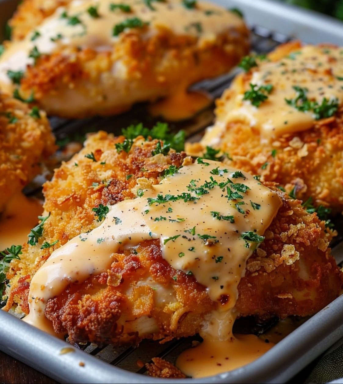 Crispy Baked Chicken with Creamy Cheese Sauce  1