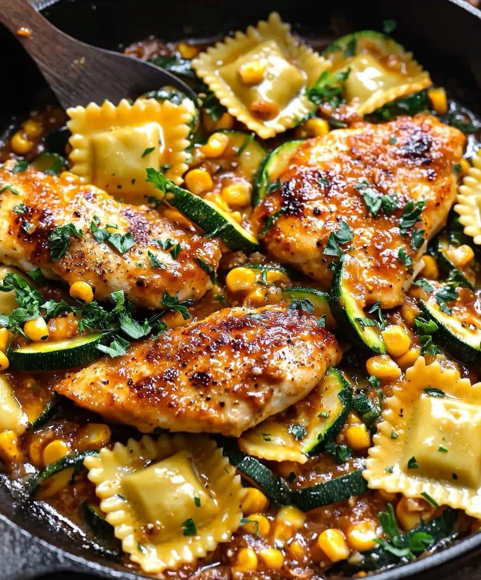 Lemon Chicken with Ravioli and Veggies 1