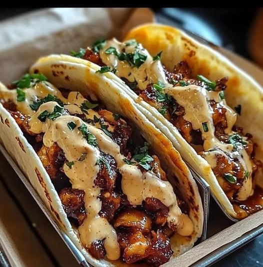 Garlic Butter Honey BBQ Chicken Tacos 1