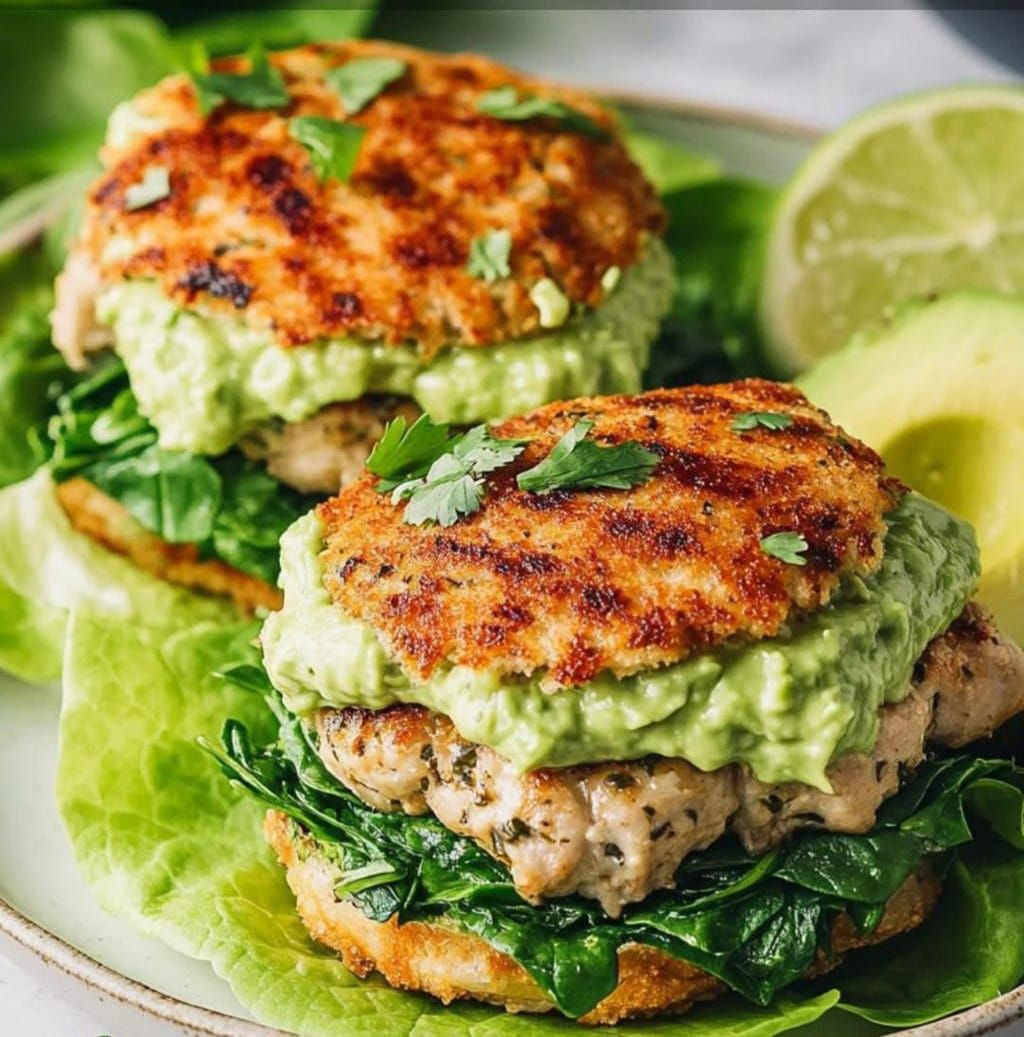 Mediterranean Spinach Avocado Chicken Burgers 1