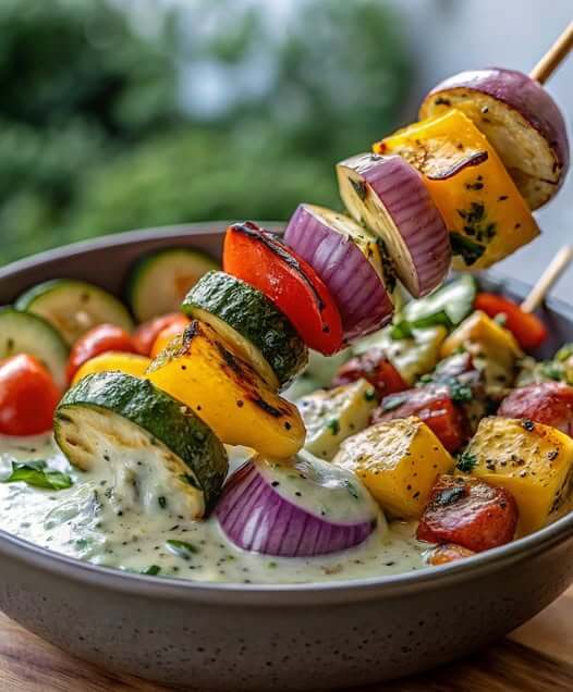 Grilled Vegetable Skewers with Tzatziki Sauce 1