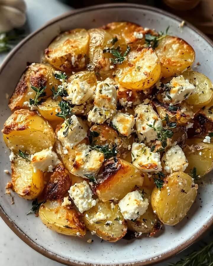 Roasted Potatoes with Baked Feta and Garlic  1