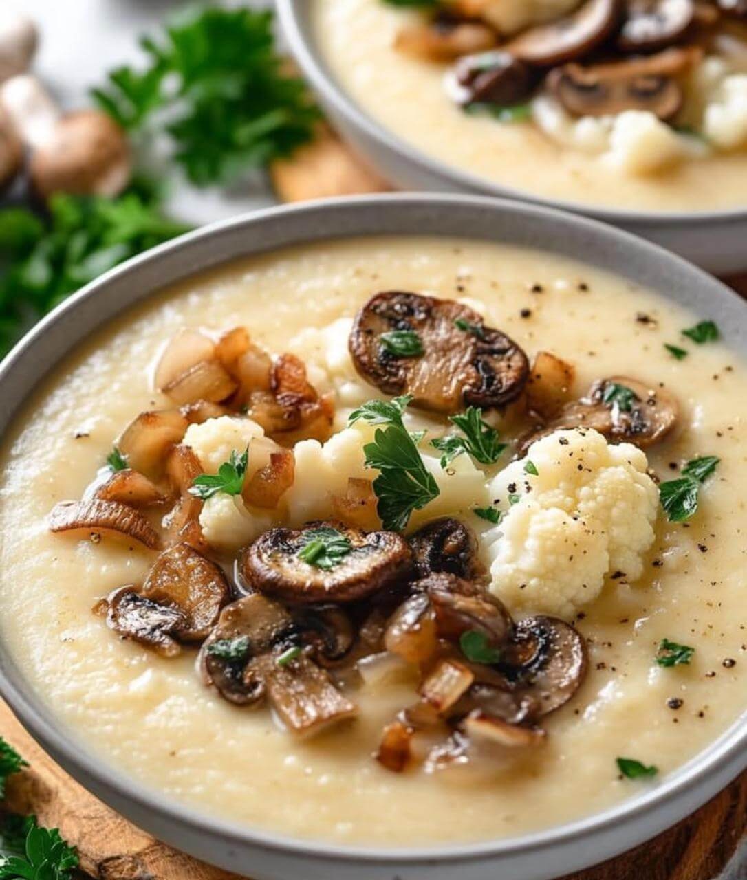 Creamy Cauliflower and Mushroom Soup 1