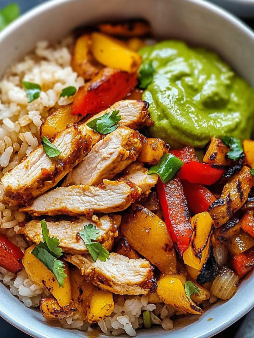 Mediterranean chicken fajita rice bowl 1