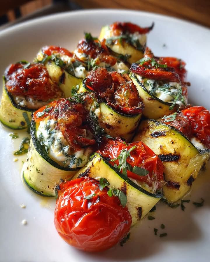 Grilled Zucchini Rollups Stuffed with Lemon-Basil Ricotta and Slow-Roasted Tomatoes 1